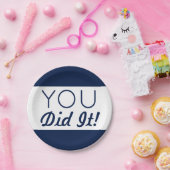 ネイビー&ホワイト卒業 ペーパープレート (パーティー)