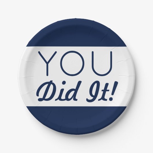 ネイビー&ホワイト卒業 ペーパープレート (正面)