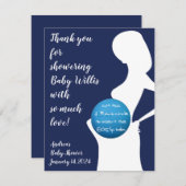 ネイビー&ホワイト妊婦EOSリップバームのお願い エンクロージャーカード (正面/裏面)