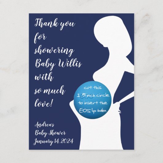 ネイビー&ホワイト妊婦EOSリップバームのお願い エンクロージャーカード (正面)