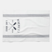 ネイビー&ホワイト素朴オールパーソナライズされたスレイクハウス キッチンタオル (横)