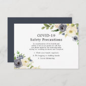 ネイビー&ホワイト結婚フローラのCOVID-19の安全性 エンクロージャーカード (正面/裏面)
