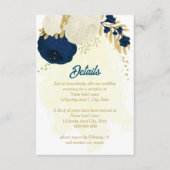 ネイビー&ホワイト花金ゴールドボ結婚タン エンクロージャーカード (正面)