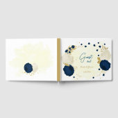 ネイビー&ホワイト花金ゴールドボ結婚タン ゲストブック (全面)