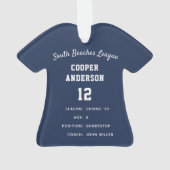 ネイビー&ホワイト野球ジャージー選手の統計情報 オーナメント (裏面)