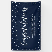 ネイビー&ホワイト |おめでとうございますパーティーイベントバナー 横断幕 (縦)