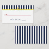 ネイビー、ホワイト、イエロー、レッドストライプの座席表 プレイスカード (正面/裏面)