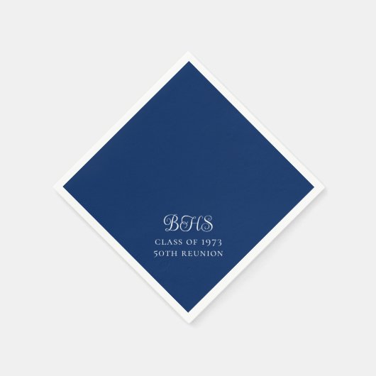 ネイビー・ホワイト・スクールイニシャルクラス懇親会 スタンダードカクテルナプキン (角)