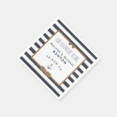 ネイビー&ホワイト ストライプ ナウティカル ノット インフィニティ ウェディング スタンダードカクテルナプキン (角)