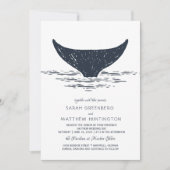 ネイビー&ホワイト | ナウティカルクジラの結婚式招待状 招待状 (正面)