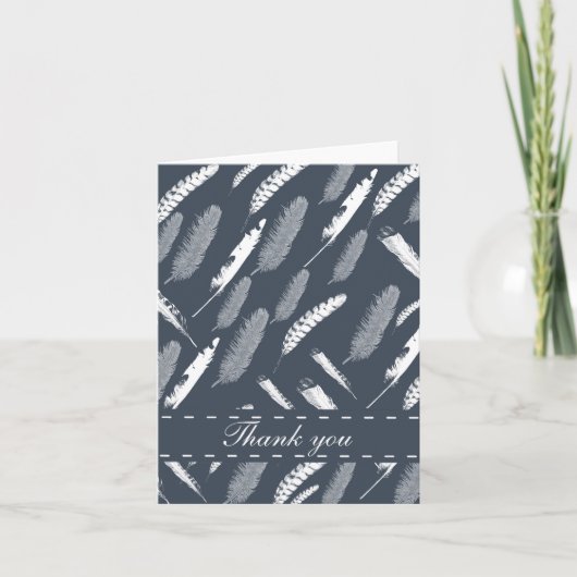 ネイビー ホワイト フェザーズ ありがとう サンキューカード (正面)