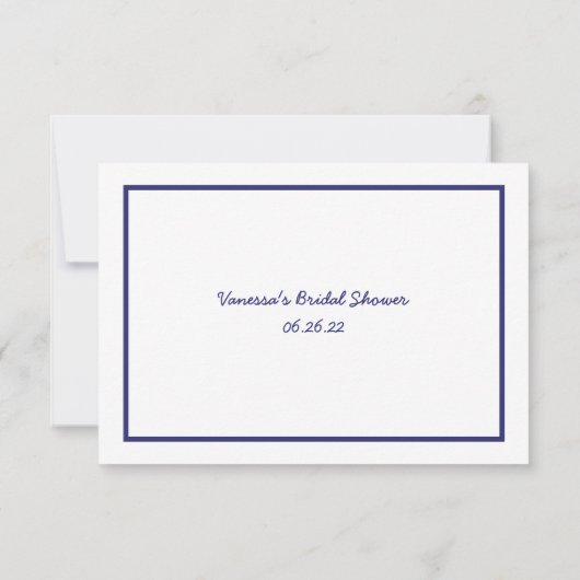 ネイビー・ホワイト・フレーム・ウィッシング・ウェル・リクエスト・カード 招待状 (裏面)