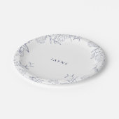 ネイビー＆ホワイト ボタニカル ニュートラル シャワー ペーパープレート (アングル)