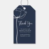ネイビー ホワイト ミニマル フラワーモダン ウェディング サンクス ギフトタグ (正面)
