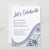 ネイビー/ホワイト　レッツセレブレート　パースレー　受付のみ 招待状 (正面)
