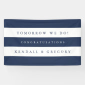 ネイビー&ホワイト「明日は行う」リハーサルディナー 横断幕 (横)