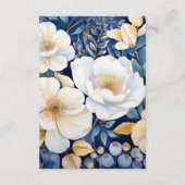 ネイビー、ホワイト、金ゴールドフローラ結婚ズゲスト詳細 エンクロージャーカード (裏面)