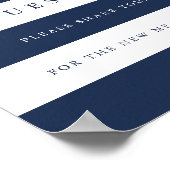 ネイビー&ホワストライプイ結婚トのゲストブック ポスター (角)