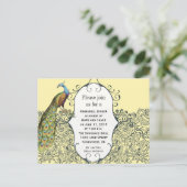 ネイビー&マスタードイエローピーコックリハーサルディナー インビテーションポストカード (スタンド正面)