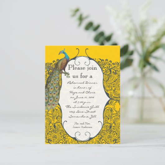 ネイビー&マスタードイエローピーコックリハーサルディナー ポストカード (スタンド正面)