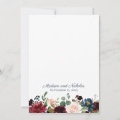 ネイビー&マルサラフローラ結婚式招待状カード 招待状 (裏面)