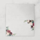 ネイビー&マルサラ結婚フローラの折り空白の曲げ プレイスカード (外部開封)