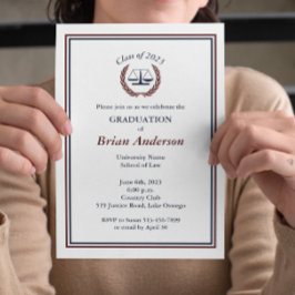 ネイビー&マルーン正義リース法科卒業 招待状