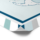 ネイビー&ミントで可愛いゾウ赤ちゃんシャワーへようこそ ポスター (角)