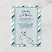 ネイビー&ミントエレファントベビーシャワーブックベビー エンクロージャーカード (正面)