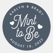 ネイビー |ミントto Beパーソナライズされた結婚式の引き出物 ラウンドシール (正面)