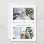 ネイビー メリークリスマス モダン2 フォト シーズンカード (正面)