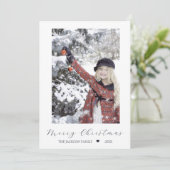 ネイビー メリークリスマス モダン ワンフォト シーズンカード (スタンド正面)