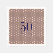 ネイビー&モカ | 50と素晴らしい誕生日パーティー スタンダードカクテルナプキン (正面)