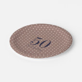 ネイビー&モカ | 50と素晴らしい誕生日パーティー ペーパープレート (アングル)