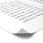 ネイビー |モダン手書き結婚の座席表 ポスター (角)