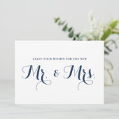 ネイビー モダン カリグラフィー 新郎新婦への願い サイン 招待状 (スタンド正面)