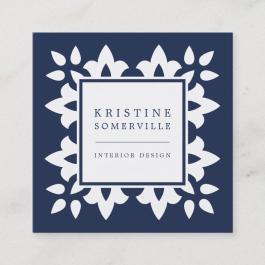 ネイビー |モロッコの幾何学模様 スクエア名刺 (正面)