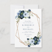 ネイビー&ライトブルーの結婚式は日付カードを保存 セーブザデート (正面)