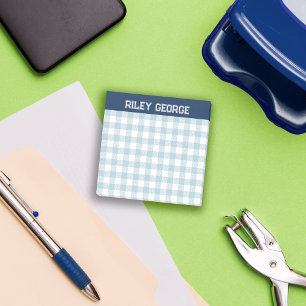 ネイビー&ライトブルーギンガム大学文字名 ポストイット