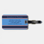 ネイビー&ライトブルースポーツストライプズモノグラム ラゲッジタグ (裏面横)