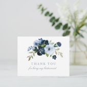 ネイビー&ライトブルー感謝していフローラお前Bridesmaidカード インビテーションポストカード (スタンド正面)