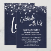 ネイビー＆ライト テクスチャード セレブレート ウィズ アス レセプション 招待状 (正面/裏面)