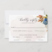 ネイビー&ラストウォーターカラーボホフラワーフード選択 出欠カード (正面)