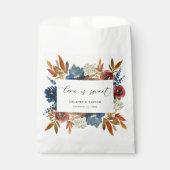 ネイビー&ラストウォーターカラーボホフローラ、結婚式の引き出物 フェイバーバッグ (正面)