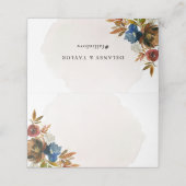 ネイビー&ラストウォーターカラーボホ空白のフローラ結婚ズ プレイスカード (外部開封)