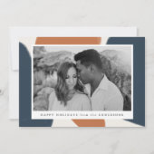 ネイビー&ラスト抽象芸術シェイプホリデーフォトカード シーズンカード (正面)