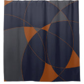 ネイビー&ラスト抽象芸術III シャワーカーテン (正面)