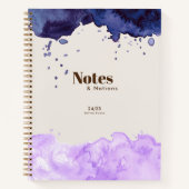 ネイビー&ラベンダー水彩日刊誌 ノートブック (正面)
