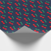 ネイビー&レッドかわいいサマーレッドさくらんぼ ラッピングペーパー (角)