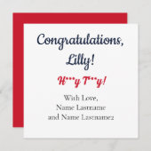 ネイビー、レッドオックスフォード、MSギフトパーソナライズされたカード シーズンカード (正面/裏面)